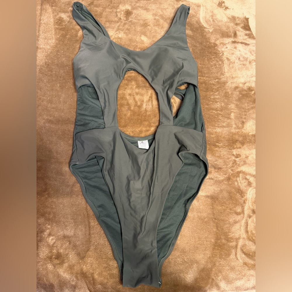 Forest Green One-Piece Cutout Swimsuit